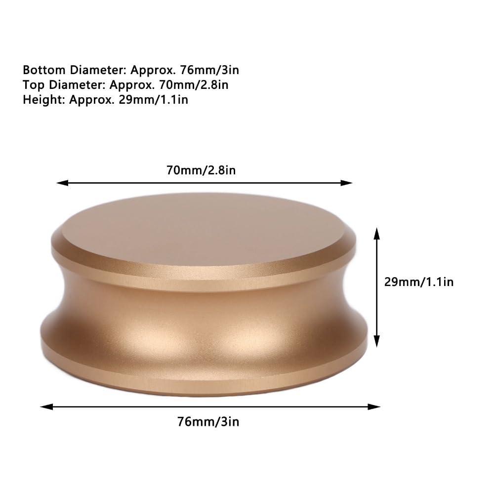 Aluminiowy stabilizator ciężaru, gramofon winylowy zacisk z silikonową podkładką dolną, średnica 7,6 cm (złoty)
