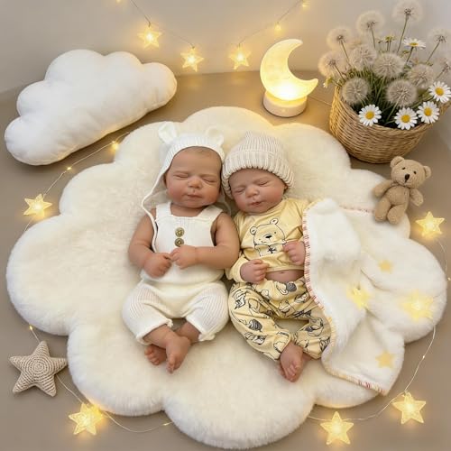 Reborn Babypuppen Zwillinge Silikon Ganzkörper Vinyl 45,7 cm Realistische Babypuppe Anatomisch Korrekt Zwei Mädchen Real Life Neugeborene Babys Zwillinge Puppen für Kinder Geschenke – Bild 4