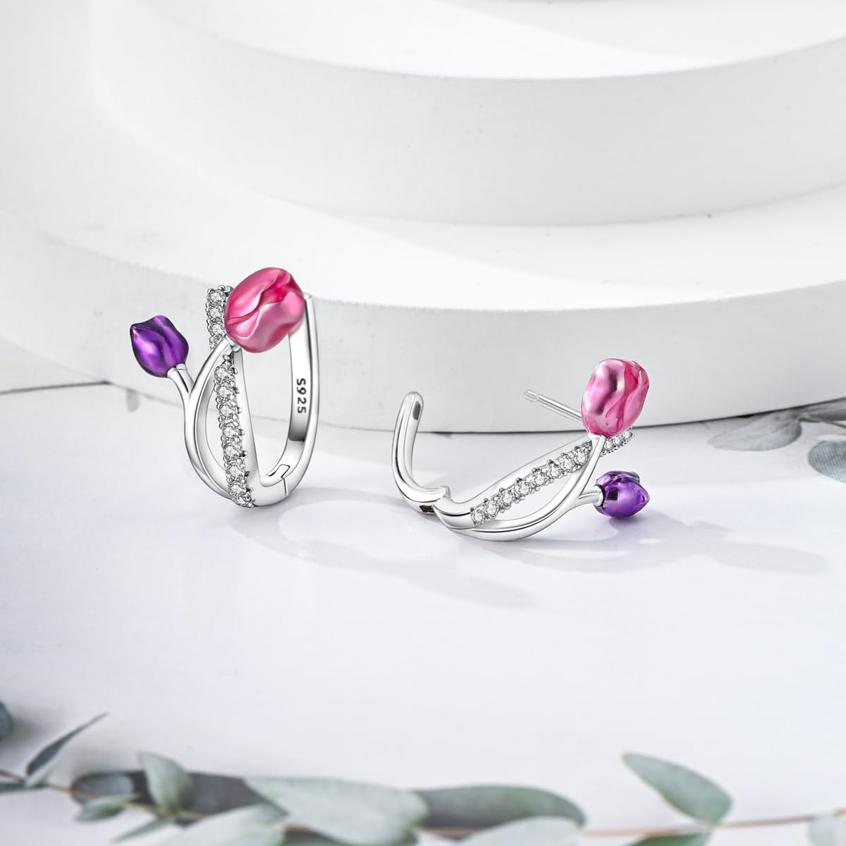 Parmuz Creolen aus 925er-Sterlingsilber für Damen Schmetterling groß, klein, Huggie, verschiedene hypoallergene, modische, trendige Ohrringe, Schmuck für Geburtstagsfeier | Breite, dicke, hypoallergene, ovale, große, leichte, baumelnde Kreolen-Ohrringe fü