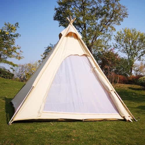 Carpa Pirámide de Algodón para Camping 2 Personas Beige miniatura 2