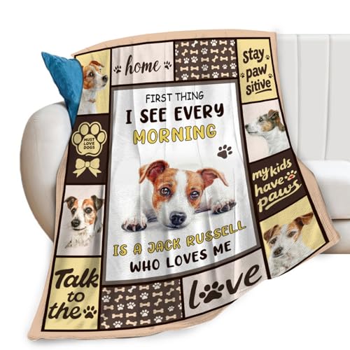 Lovira Jack Russell Terrier Throw Blanket Dog Print Blankets Gifts for Couch Sofa Bed Stuff Decor...