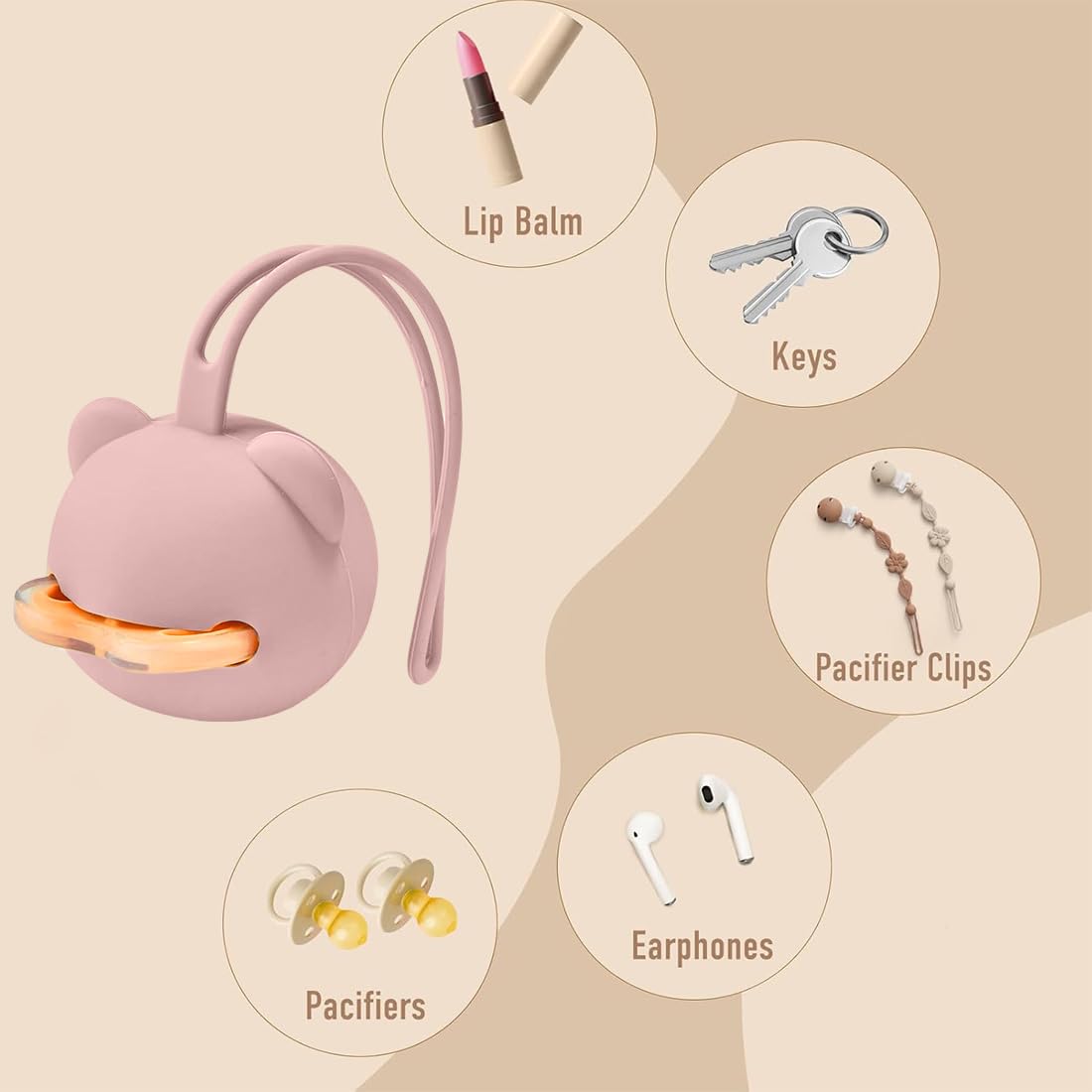 Étui Porte-Sucette en Silicone sans BPA, Boite Tétine Bébé pour Voyage, 3 Pièces