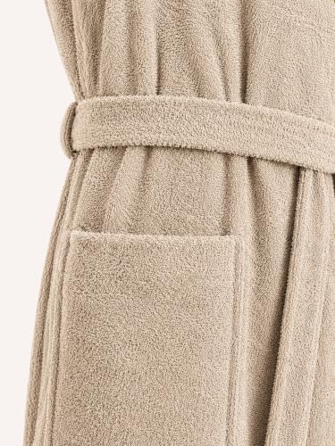 Image of RANGOLI Royal Bamboo Premium Bathrobe For Women | Ultra Soft Bamboo Yarn Lightweight Bathing Robes | 460 GSM Highly Absorbent & Quick Drying Luxurious Bath Gown | Knee Length Bath Robe - Beige
