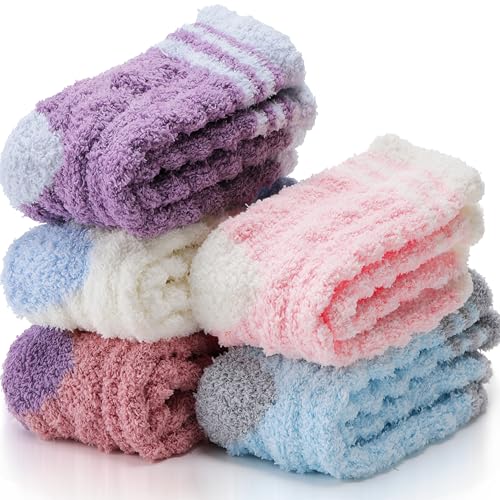 ANTSANG Fuzzy Socks for Women, Fluffy Warm Soft Slipper Socks for Winter & Home, Ideal for Teen Girls