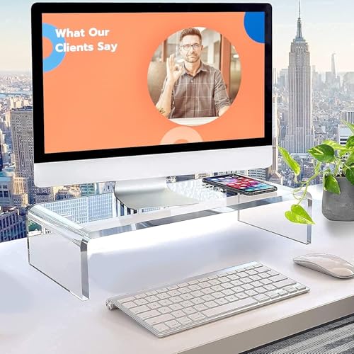 Support de moniteur en acrylique guofa, table de bureau transparente de 50x19x10 cm - 7