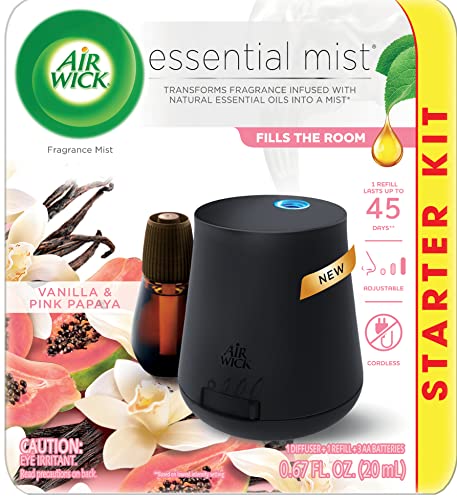 Air Wick Essential Mist Starter Kit (Diffuser + Refill), Vanilla & Pink Papaya, Essential Oils Diffuser Air Wick Essential Mist Starter Kit (Diffuser + Refill), Vanilla & Pink Papaya, Essential Oils Diffuser
