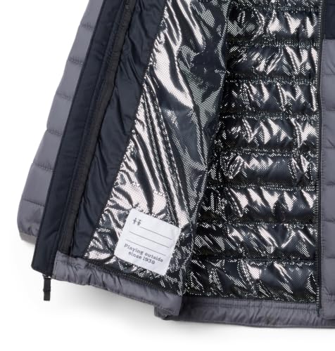 Columbia Jungen Powder Lite 2 Hooded Jacket Pufferjacke Mit Kapuze, Grau, 104 EU – Ansicht 3