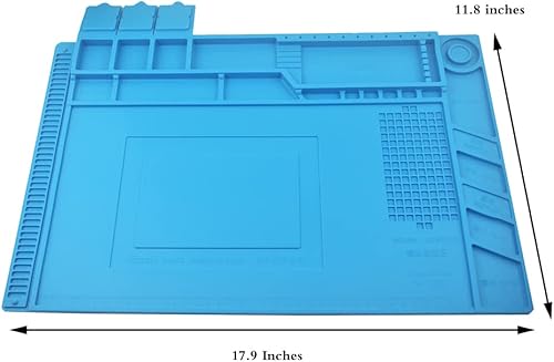 Miniatura 2 de Alfombrilla de reparación de silicona con aislamiento térmico con regla de escala y posición de tornillo para soldador, reparación de teléfono y