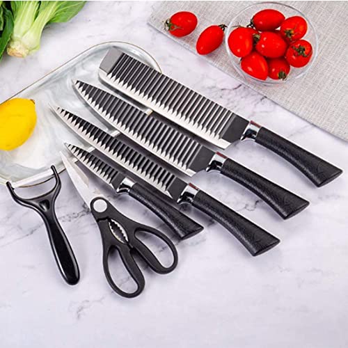 Image of SHOPPOFOBIX 6 Pcs Non-Stick Knife Set for Kitchen, Professionals, Chef, Super Sharp high Carbon Stainless Steel Material, Ergonomic Soft Grip Handle - Kitchen Cutlery Knives Set