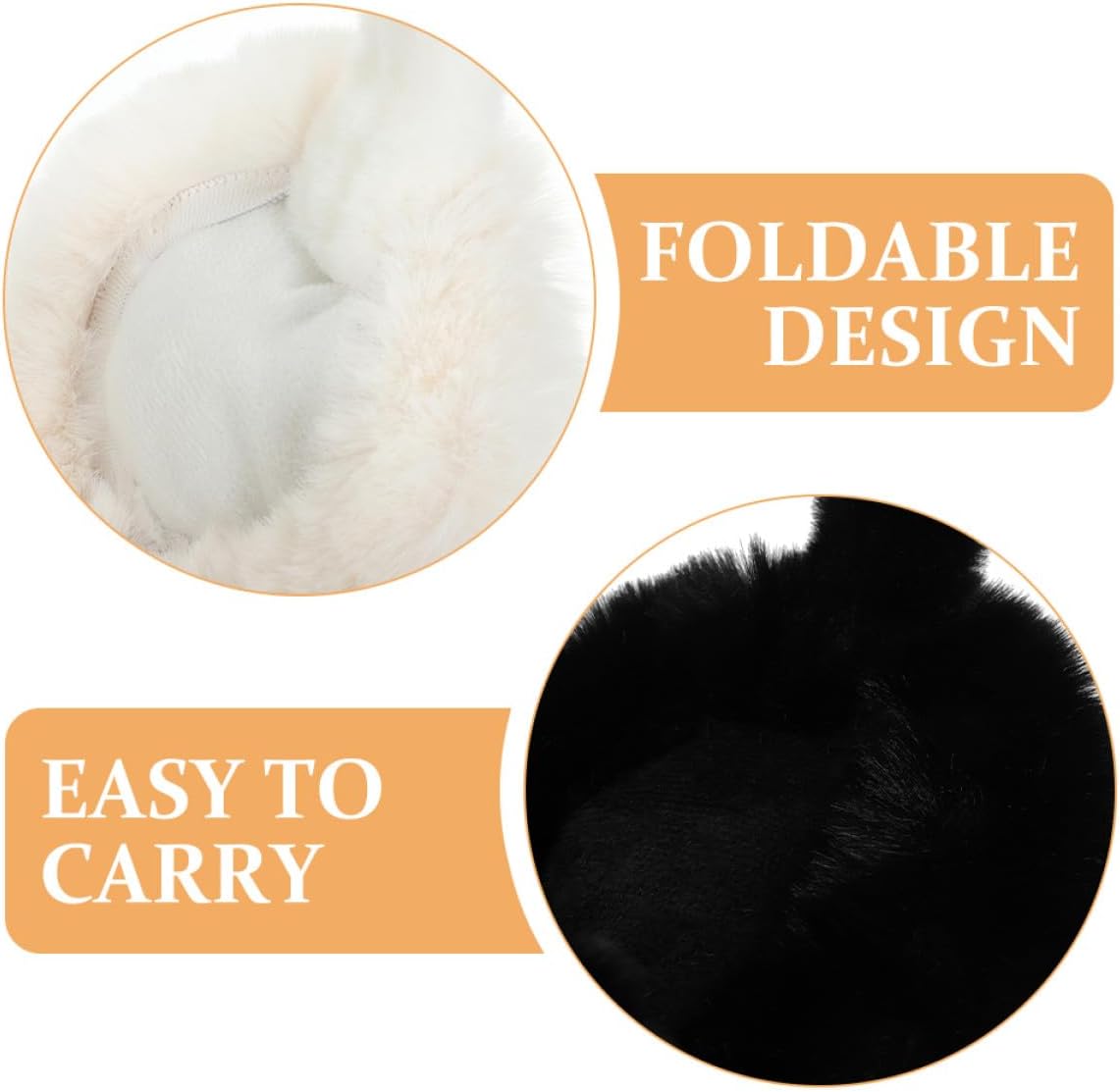 2pcs Foldable Furry Ear Warmers for Women, Plush Warm Earmuffs Soft Insulation, Winter Ear Protectors for Outdoor Use