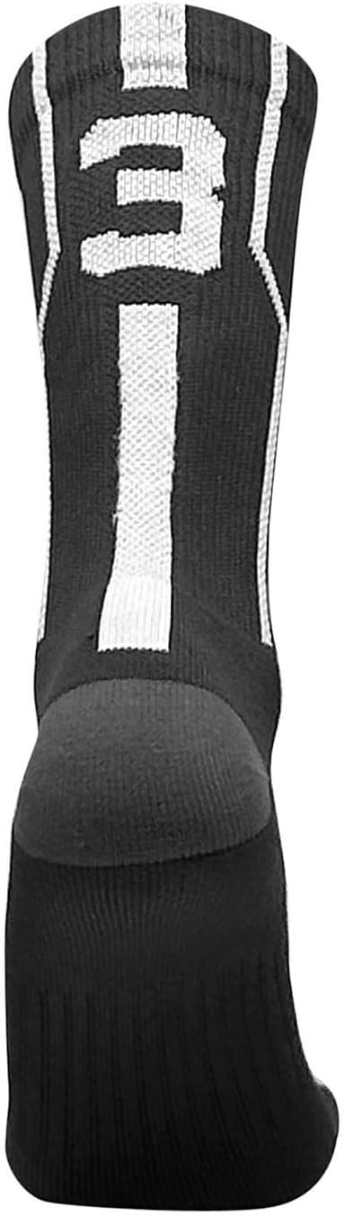 Player ID Jersey Number SINGLE Crew Sock - Black, White