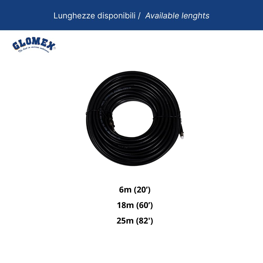 Glomex – Cavo Coassiale RG-62 Bassa Perdita 18m (93 Ohm), Modello RA360/18 – Connettori FME/Motorola Pre-Installati, Fast Fitting, Per Antenne FM Glomeasy, Per barche a vela, motore, gommoni, yacht