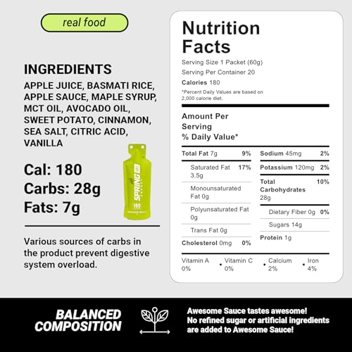 Image of Spring Energy Gel - Wholesome, Stomach Friendly, Vegan | Apple Cinnamon Sweet Potato | Awesome Sauce | No Rice Syrup. No Maltodextrin. No Preservatives
