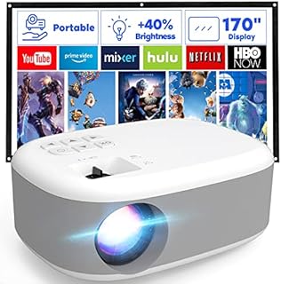 Mini Projector, Portable Projector for iPhone, Full HD 1080P Supported Movie Projector, Portable Video Projector Compatible with TV Stick, Phone, HDMI, USB, TF