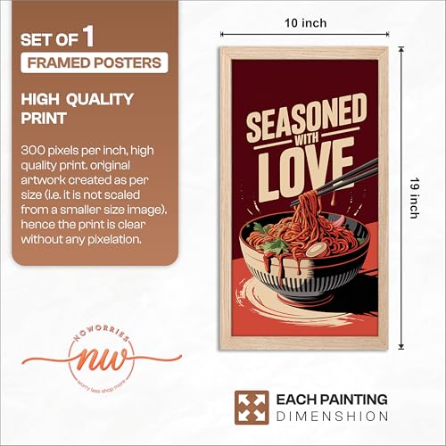 Image of NoWorries Wall art framed painting food posters for cafe decor (Synthetic wood frame) inch300 GSM premium art HD prints inch Wall painting for Home & Kitchen Decor (Pattern illustration)( Set of 1, Framed Painting) (NATURAL, ART-10, 10X19INCHES)