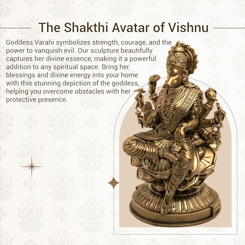 Image of SILAII Goddess Varahi Amman Sculpture - Antique Bronze Finish, Handcrafted Statue for Puja Room, Home Decor, and Gifting (Antique Bronze, 1 FEET)