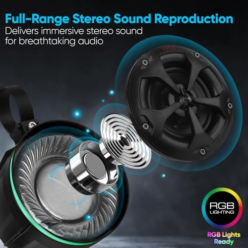PyleUsa Bluetooth Off-Road Speakers with Amplifier-4" 800W 4-CH Marine Grade Waterproof Wakeboard Tower System,RGB Lights,Remote,BT Control Unit,Full Range Stereo Speaker for ATV UTV,Quad, Jeep, Boat - Thumbnail 4