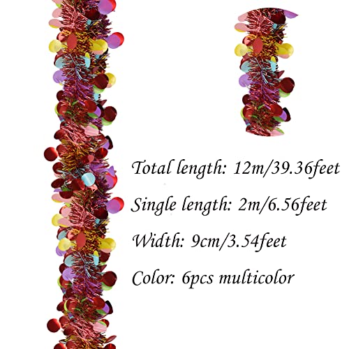Wistart 6Pcs 39.36 Feet Christmas Tinsel Garland Collapsible Colorful Sequin Garland Xmas Tree Tinsel Hanging For Christmas Party Indoor And Outdoor Apartment Party Decorations #TOP3