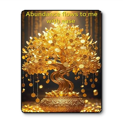 Image of SAF Abundance Flows to Me Golden Money Tree Wall Art | Sparkle Laminated Black Frame Painting for Wealth Attraction, Home Decor, Manifestation & Vastu Positive Energy (14 x 11 Inch) K-36112