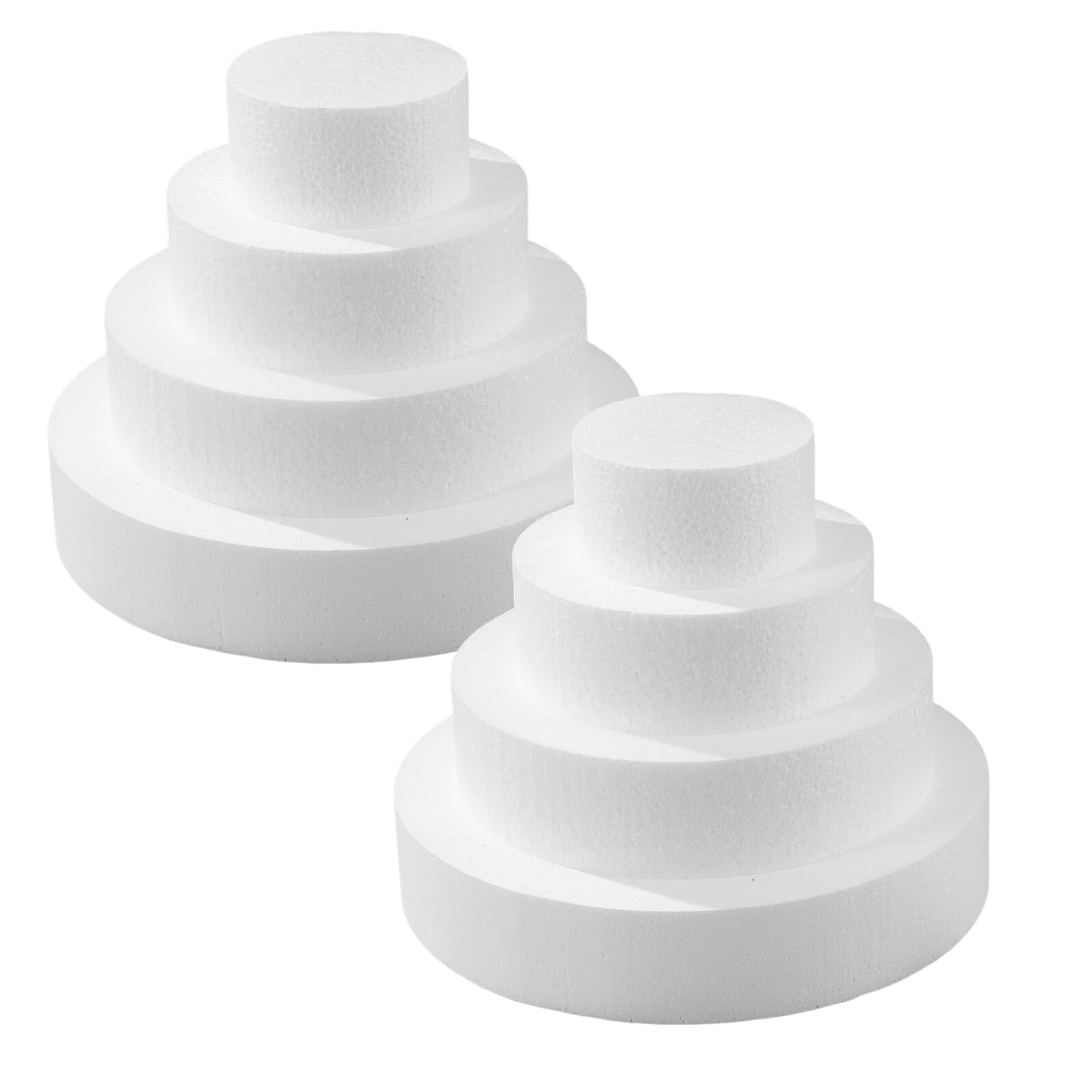 Décoration de gâteaux de mariage avec ce lot de 8 faux gâteaux ronds en mousse