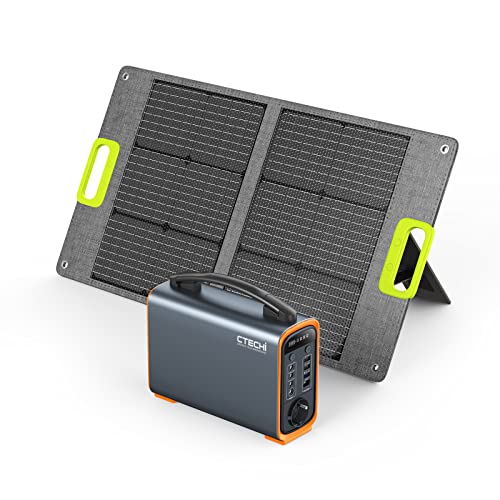 CTECHi Solar Generator 240Wh, 200W Stomespeicher mit 60W Solarpanel, Mobiler Powerstation LiFePO4 Akku mit 230V AC Steckdosen, für Camping, Autoreisen, Stromausfälle Cover