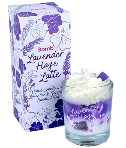 Bomb Cosmetics Purple Lavender Haze Latte Piped Candle