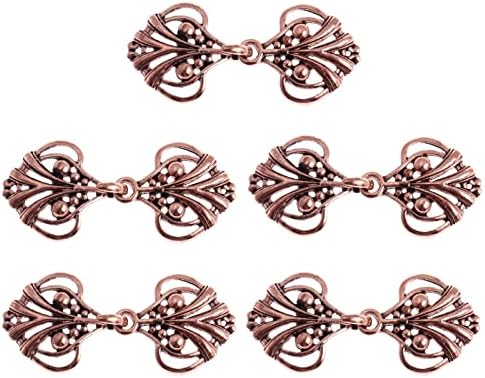 5Pairs Buttons Retro Metal Cloak Clasps Sew On Hooks Eyes Sweater Cardigan Clip Buttons Elegant Cheongsam Buckles Sewing Fasteners for Clothing Beautiful and Durable (Type : Type 2 Copper)