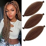 Marley Twist Braiding Hair Brown Spring Twist Hair 18 Inch Marley Hair for Soft Faux Locs Butterfly Locs Crochet Hair Kinky Twist Braiding Hair Cuban Twist Hair Extensions(3 Packs,30#)