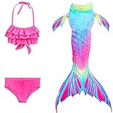Le SSara 2018 Nuevo Sea-Criada Cosplay Swimwear Mermaid Shell Swimsuit 3pcs Bikini Sets (140, DH52+WJF48)