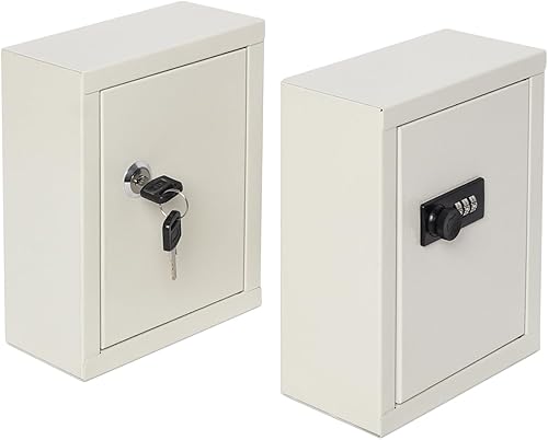 Miniatura 6 de Caja de llaves de metal de seguridad con 20 ganchos, gabinete de bloqueo de combinación de montaje en pared ajustable mediano