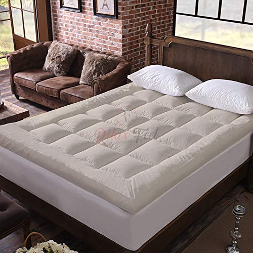 600 GSM Microfiber Cotton Standard Bed Soft Waterproof Quilted Mattress Topper/Padding for Comfortable Sleep - Beige - Single Bed Size - 48 Inche X 78 Inche-image-31