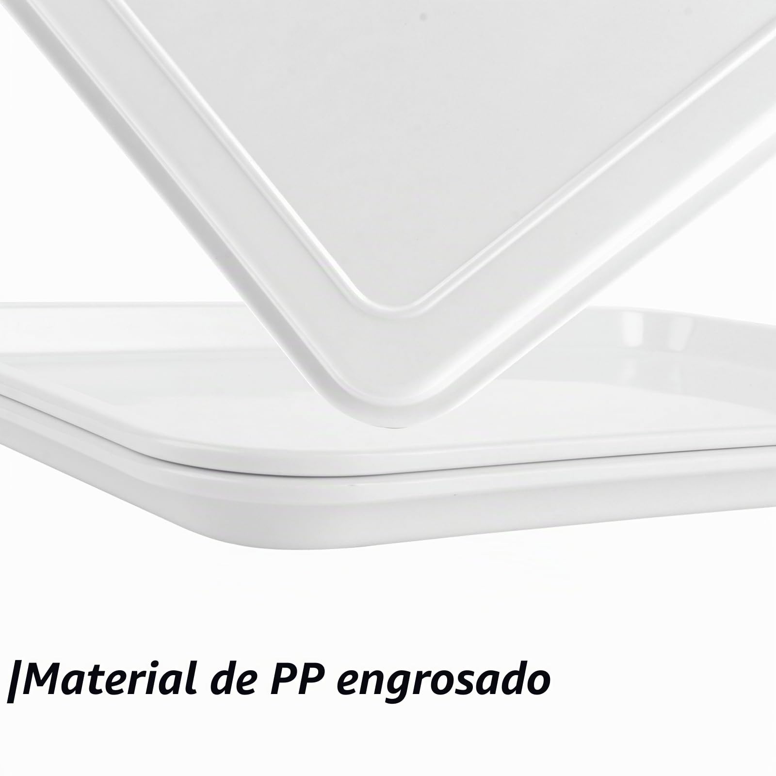 6 bandejas blancas, de plástico, 33 x 25 cm, platos rectangulares, para fiestas, de plástico sin BPA, para verduras, frutas, postres, accesorios para buffet