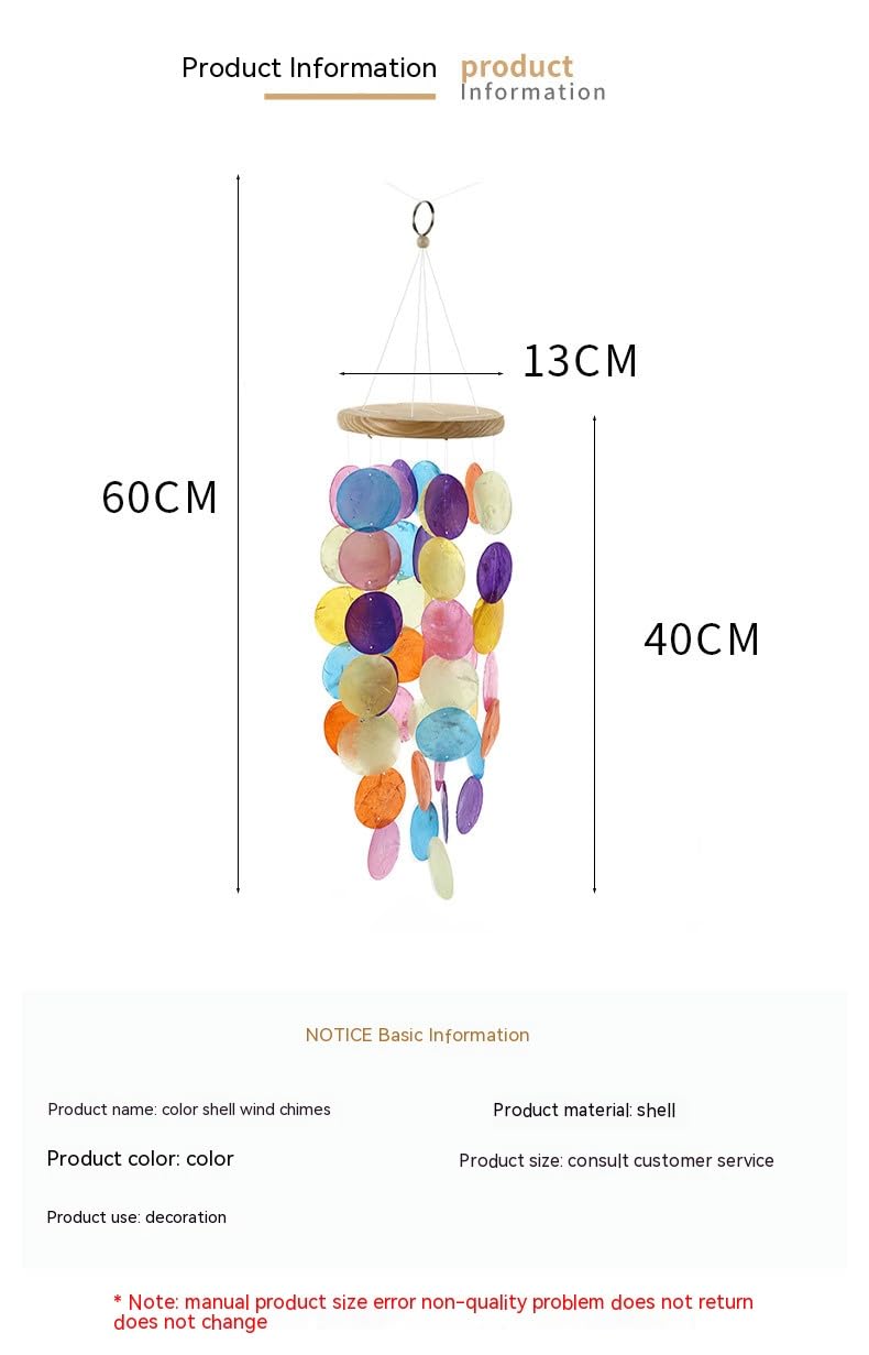 Windspiel, Boho Deko Muschel Traumfänger Perlmutt Windspiele Garten Deko 60 * 40 * 13cm Capiz Muschel Kette Girlande hänge Deko für Fenster oder deko Wohnzimmer Garten Dekoration-Weiß