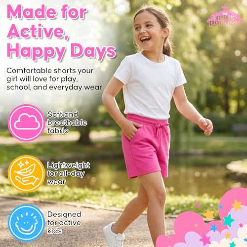 Image of MISS POPULAR Girls 6-Pack Bermuda Short Sizes 4-16 Comfortable Cotton, Elastic Waistband, Bow-Tie, Pockets & Many Colors