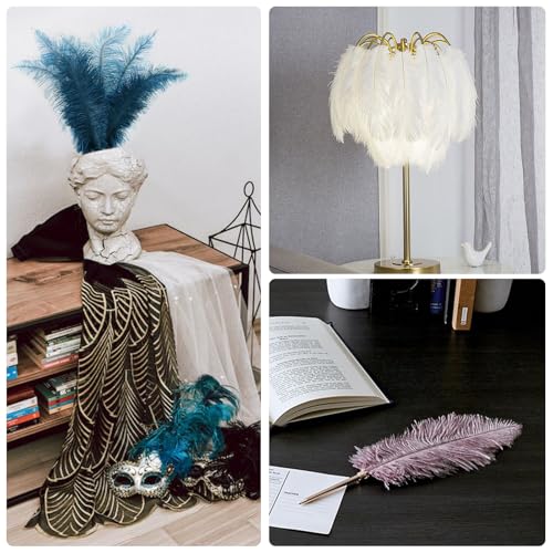 50pcs Natural Lake BlueOstrich Spads Feather 14-16inch (35-40cm) Bulk Feathers for Crafts Flowers Vase Wedding Party Centerpiece Decoration by SendyFeather - Used condition - Image 7