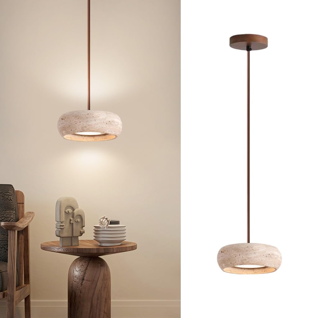 NOCHX WabiSabi LED Yellow Cave Stone Pendant Light 150cm Adjustable Height Indoor Dining Room Chandelier Creative Design Bedroom Kitchen Island Bar Counter Hanging Lights(A Single Head)