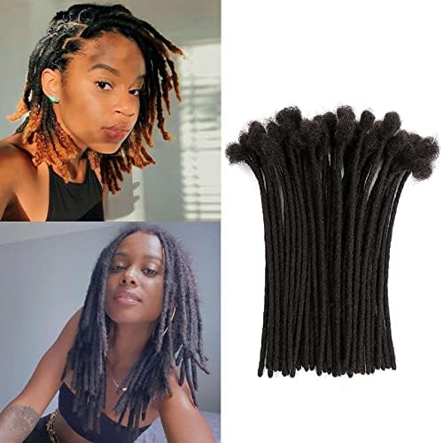 Loc Extension Human Hair 6inch 0.6cm Width 100% Permanent huamn hair Dreadlocks Extension Dyeable Rinse Handmade loc Extension for Men Women (20 Strands Natual Black)