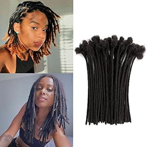 Loc Extension Human Hair 6inch 0.6cm Width 100% Permanent huamn hair Dreadlocks Extension Dyeable Rinse Handmade loc Extension for Men Women (20 Strands Natual Black)