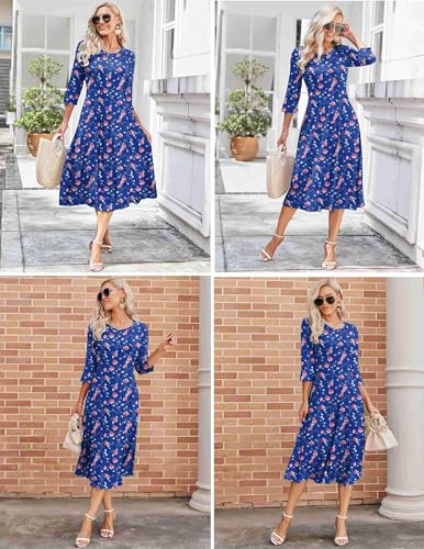 Image of HOTOUCH Women's 3 /4 Sleeve A-line and Flare Midi Long Dress