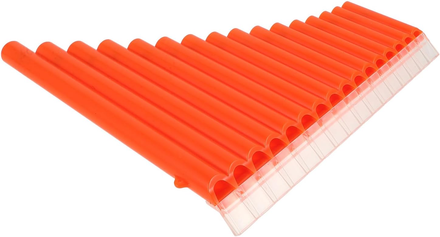 VOSAREA 16-key C Pan Flute for Beginners, Traditional Orange Woodwind Instrument, Panpipes Musical Instrument for Learning and Teaching