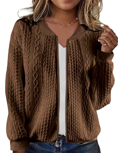 Image of WROLEM Zip Up Sweatshirts for Women Casual Outfits Cardigan Outerwear Trendy Winter Jackets Coat