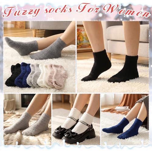 Image of Foaincore 12 Pairs Fuzzy Socks Bulk for Women Cozy Fluffy Slipper Socks Warm Soft Sleeping Gifts for Home