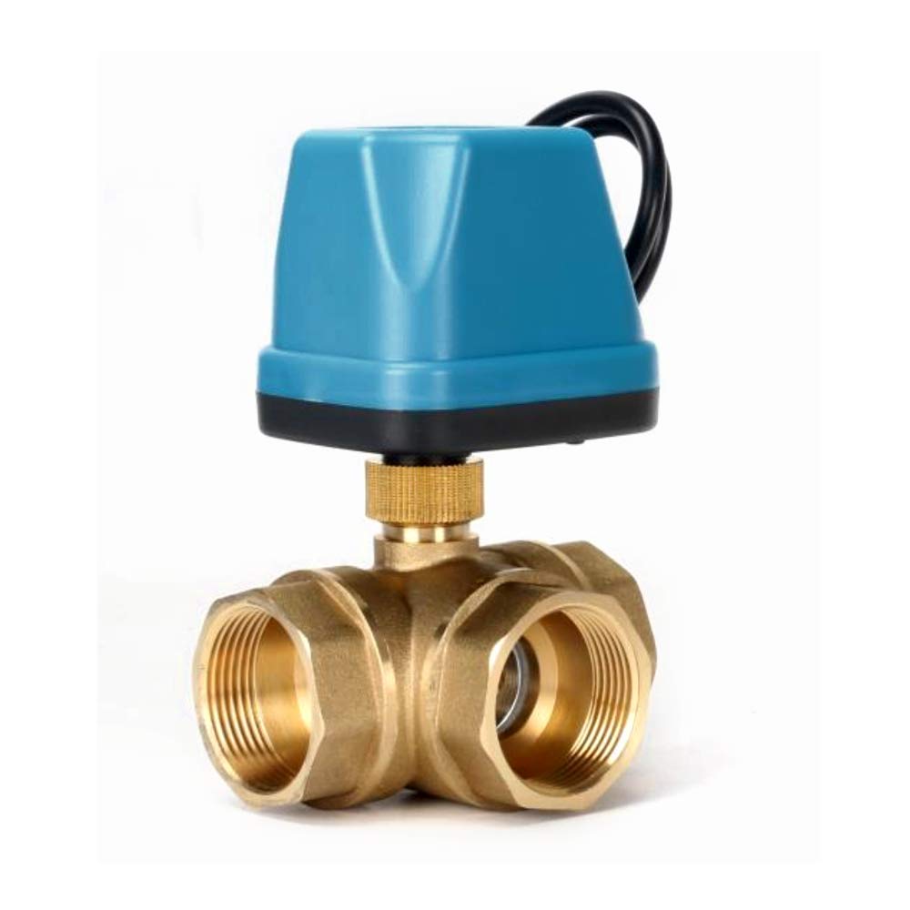 Válvula de conmutación de 3 vías, válvula de zona, válvula de bola, DN32, válvula eléctrica, válvula de motor, válvula de latón, válvula de bola de tres vías, para control de flujo, válvula de zona,