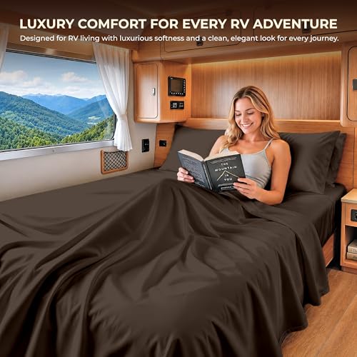 Image of SGI bedding 100% Egyptian Cotton Sheets RV King Size - 600 Thread Count Sheets Set, Soft, Cooling, 15 inch Deep Pocket, Luxury Hotel Bedding, Breathable, Durable - Chocolate