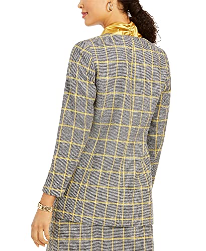 Kasper Women's Jewel Neck Plaid Jacket2