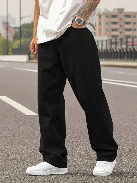 Image of Men Loose Fit Mid Rise Grey Jeans | Ankle-Length Trendy Denim for Smart-Casual Wear | Comfortable Everyday Jeans for Men | Modern Stylish Casual Outfit