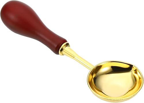 Miniatura 9 de PATIKIL Cuchara de sellado de cera de 4 pulgadas, 3 cucharas de fusión de sellado de cera de latón, mango de madera vintage para sello de cera,
