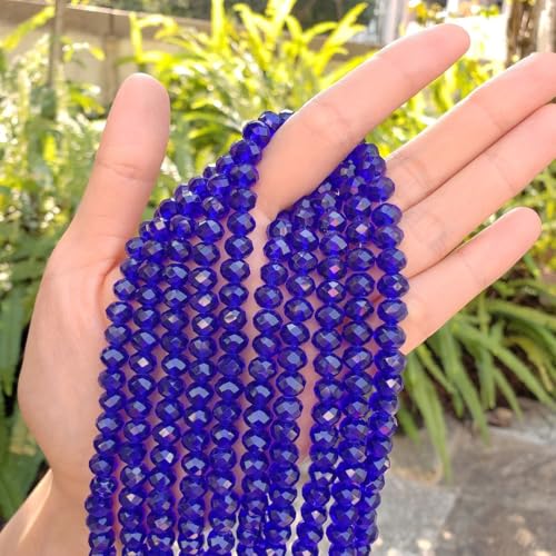 Image of 140pcs Czech Faceted Rondelle Crystal Glass Beads 8mm Bulk Cobalt Blue