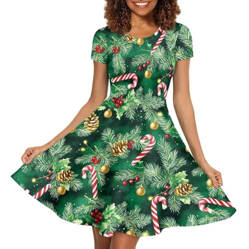 Image of AFPANQZ Womens Casual Summer Lightweight Vintage Dress Short Sleeve Midi Dress Knee-Long Luxury Formal Dress