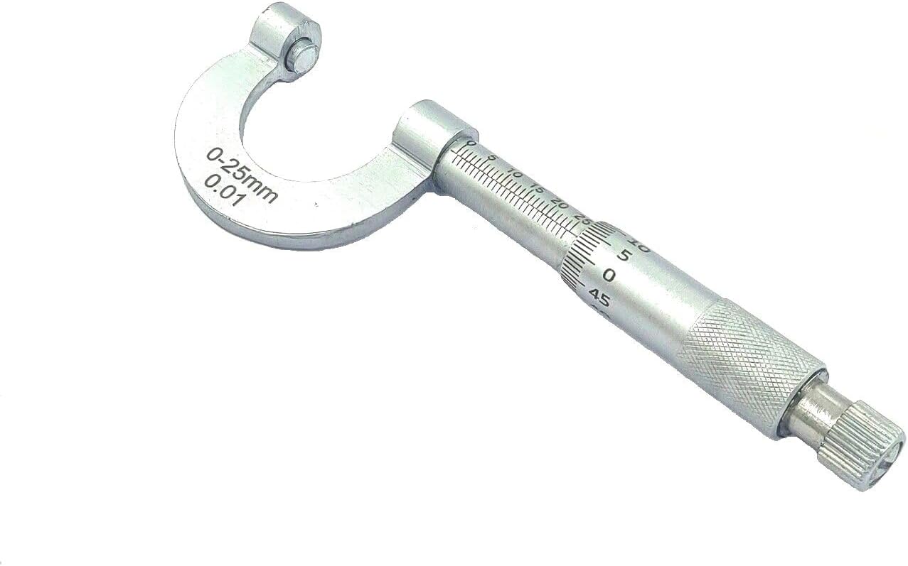 Economical Outside Micrometer, Chrome Plated Finish, Ratchet Stop, 0-25 mm Range